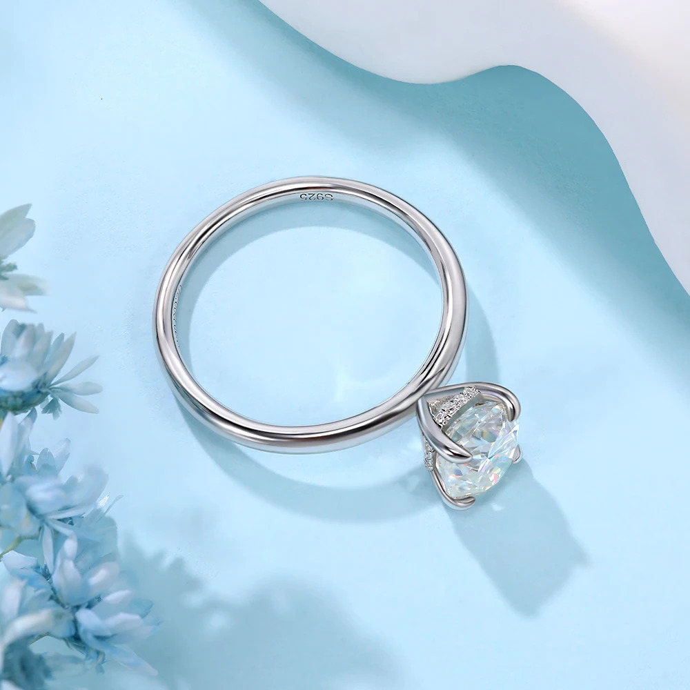 Engagement Ring for Women 925 Sterling Silver Solitaire Rings Oval Cut D Color Lab Diamond Promise Wedding Jewelry 240402