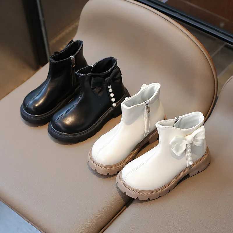 New Autumn Winter Girls Princess Boots Sweet Bow Childrens Fashion Boots Shoulder Version Elegant Childrens Ankle Boots Round Toes M241102