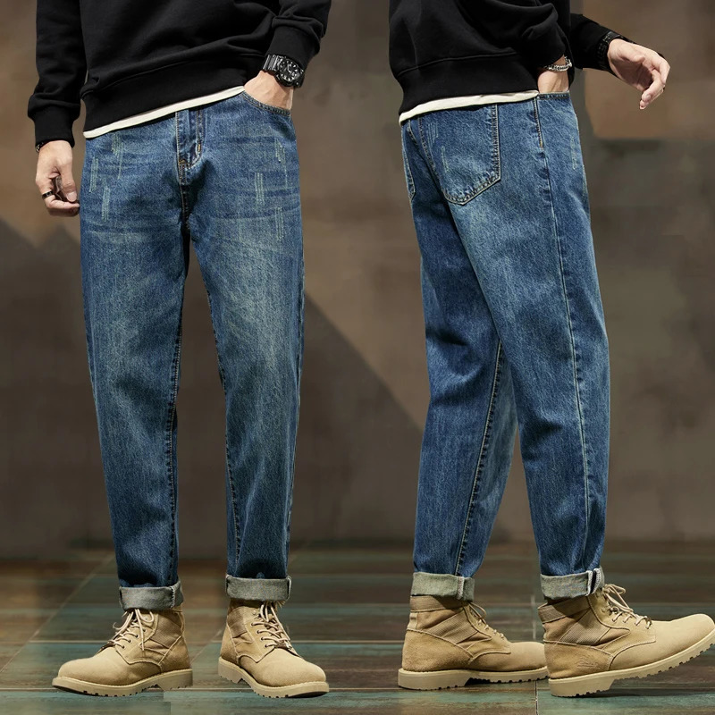 KSTUN Loose Fit Harem Jeans Pants Men Baggy Trousers Blue Spring And Winter Mens Clothing Full Length Tapered Oversized 42 241024