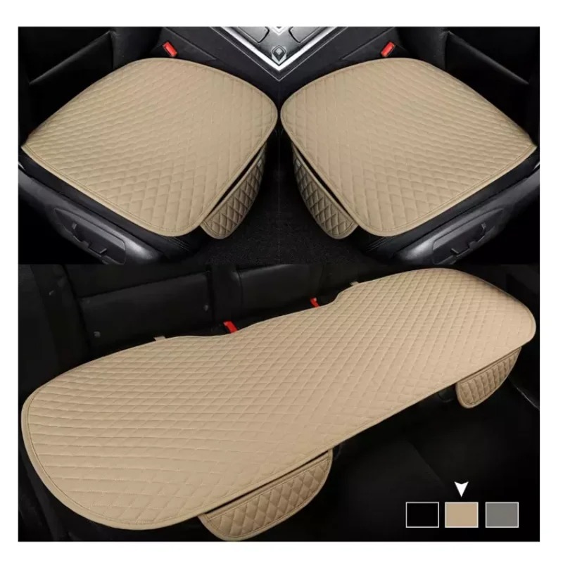 Flax Car Seat Cover Four Seasons Front Rear Linen Fabric Cushion Breathable Protector Mat Pad Auto Accessories Universal Size