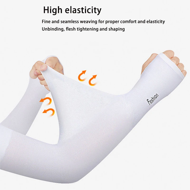 Korean Style Sports new Ice Sleeves For Men Women Summer Solid 2025 Long-Sleeved Half-Finger Cycling Gloves Outdoor Sunscreen Sleeves