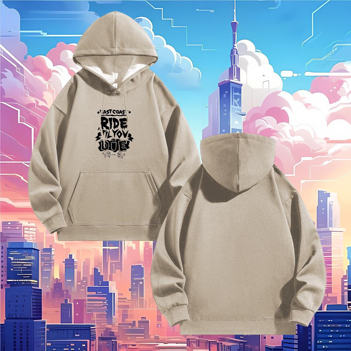 2024 Autumn and Winter Hooded Sweatshirt Breathable Drawstring Loose Fit Womens Hoodie Anime Print Tops Hoodie Tech Fleece Casual Daily Wear