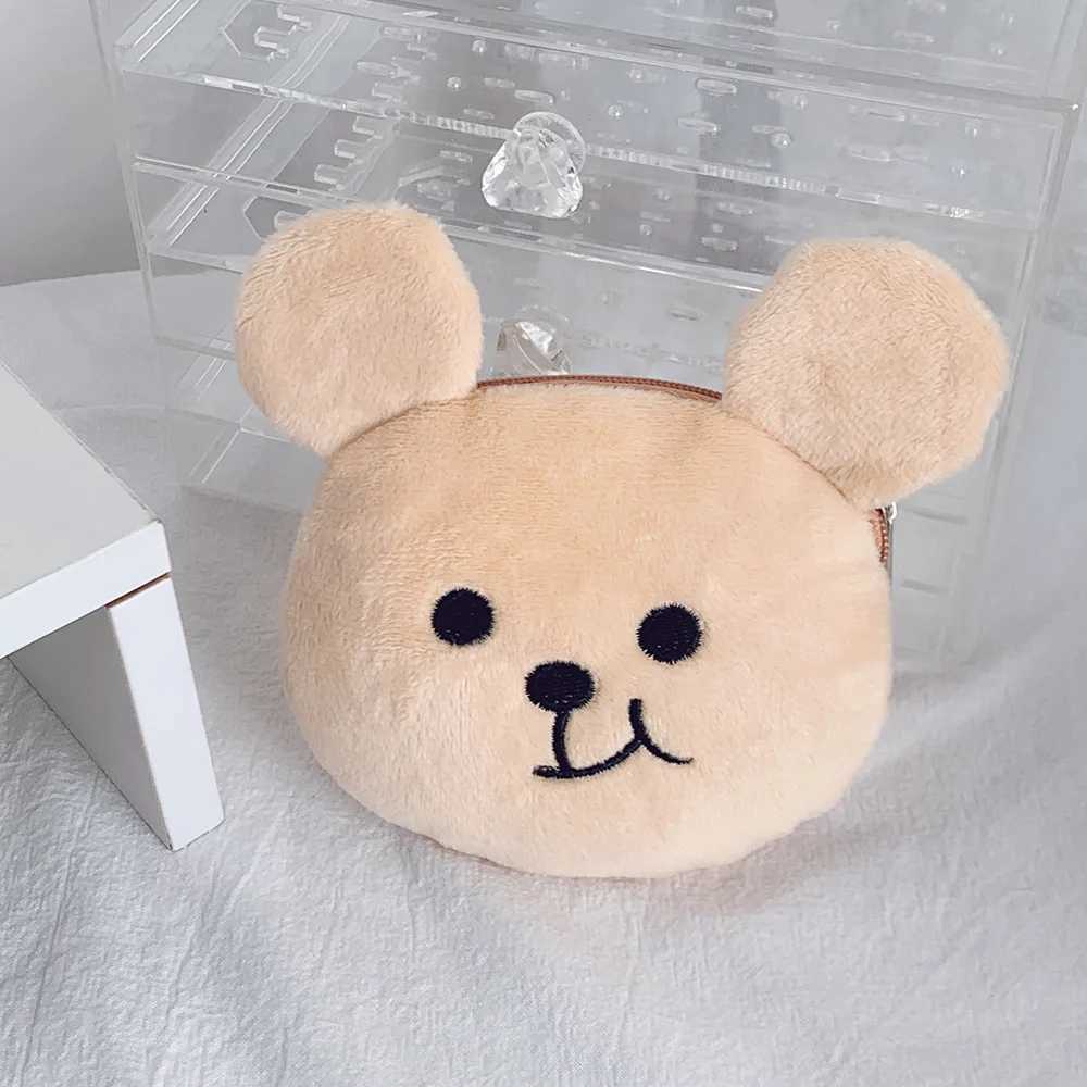 Super Cute Plush Bear Coin Purse Three-dimensial Carto Storage Bag Outdoor Travel Girls Wallet Earphe Bag Zip BagXJ241111