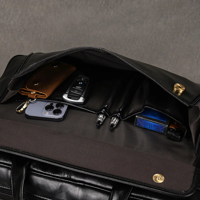 Genuine Leather Briefcase For Man Large Capacity Computer Bag Cow Messenger Handbag Male Black Business Bags 241029