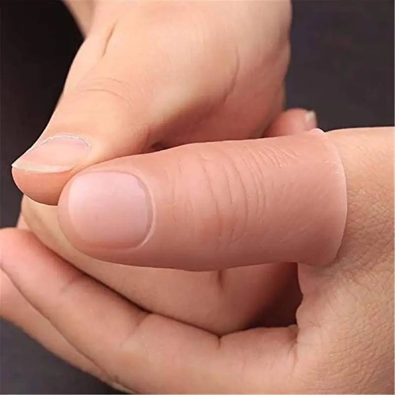 Red Silk ddmysmile Magic 2Pcs Prop Disappearing Silk Fake Thumb Tip Finger Magic Trick Reality Magician Close Up Stage Show Prop Prank Toy Smile