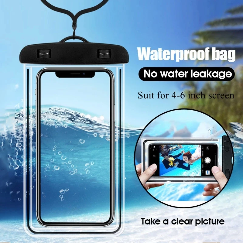 Universal Mobile Phone Transparent Waterproof Bag Three-Layer Sealed Drifting Beach Fishing Underwater 2025 new 6 inch Swimming Dry Bag