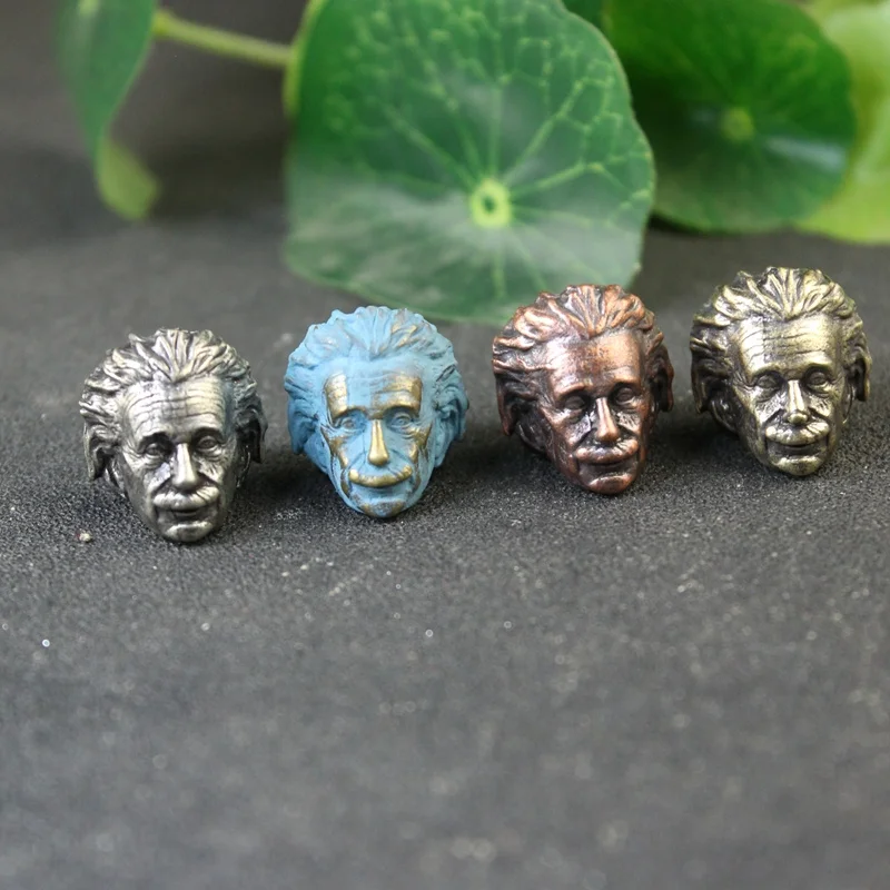 EDC Brass Great Physicist Head 2025 Sculpture Knife new Bead Lanyard Pendants Charms Paracord Bead DIY Umbrella Rope Bracelet Accessories