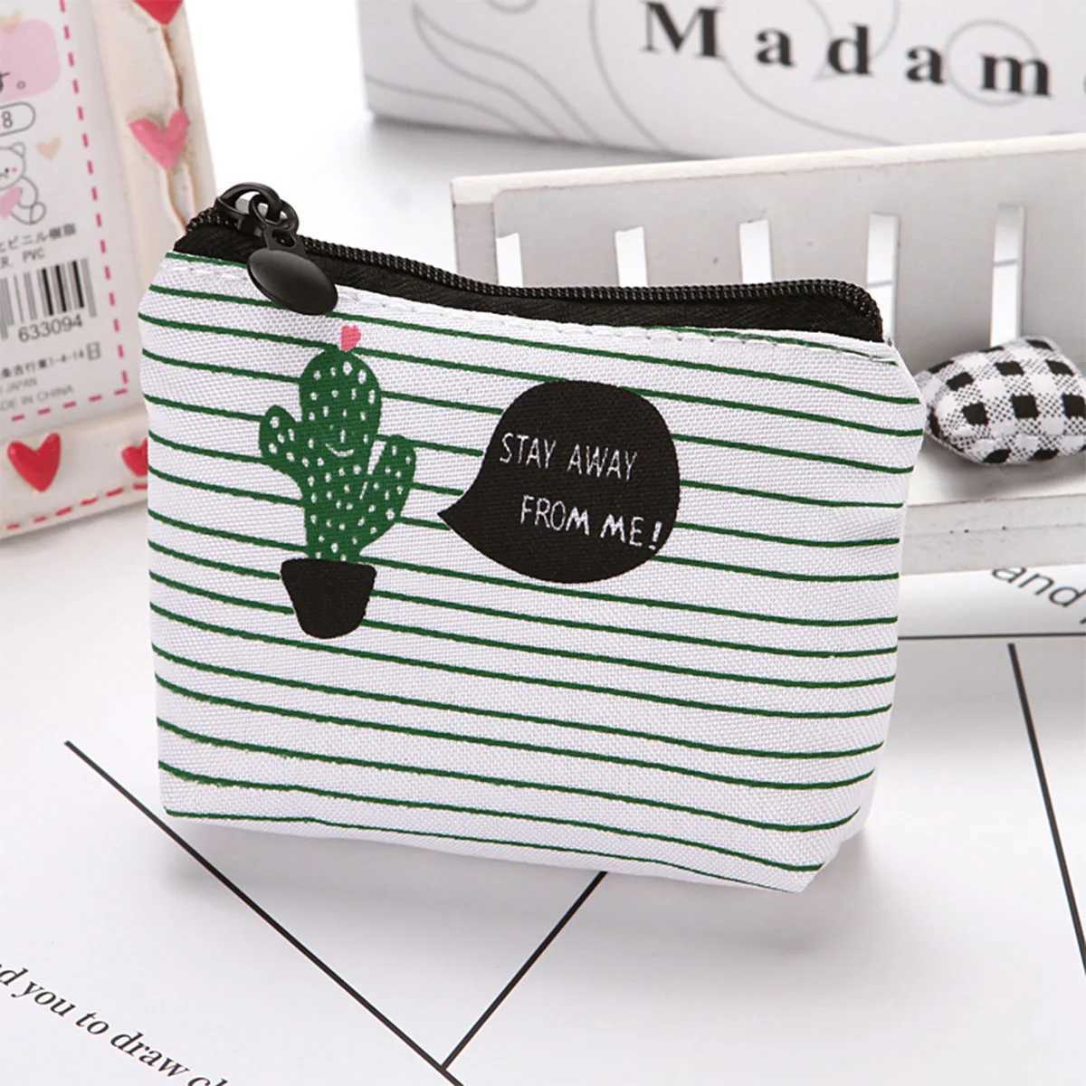 Student Carto Coin Purse Canvas Mini Zipper Coin Bag Cute Small Purse Portable Women Wallet Change Purse Key Earphe PouchXJ241111