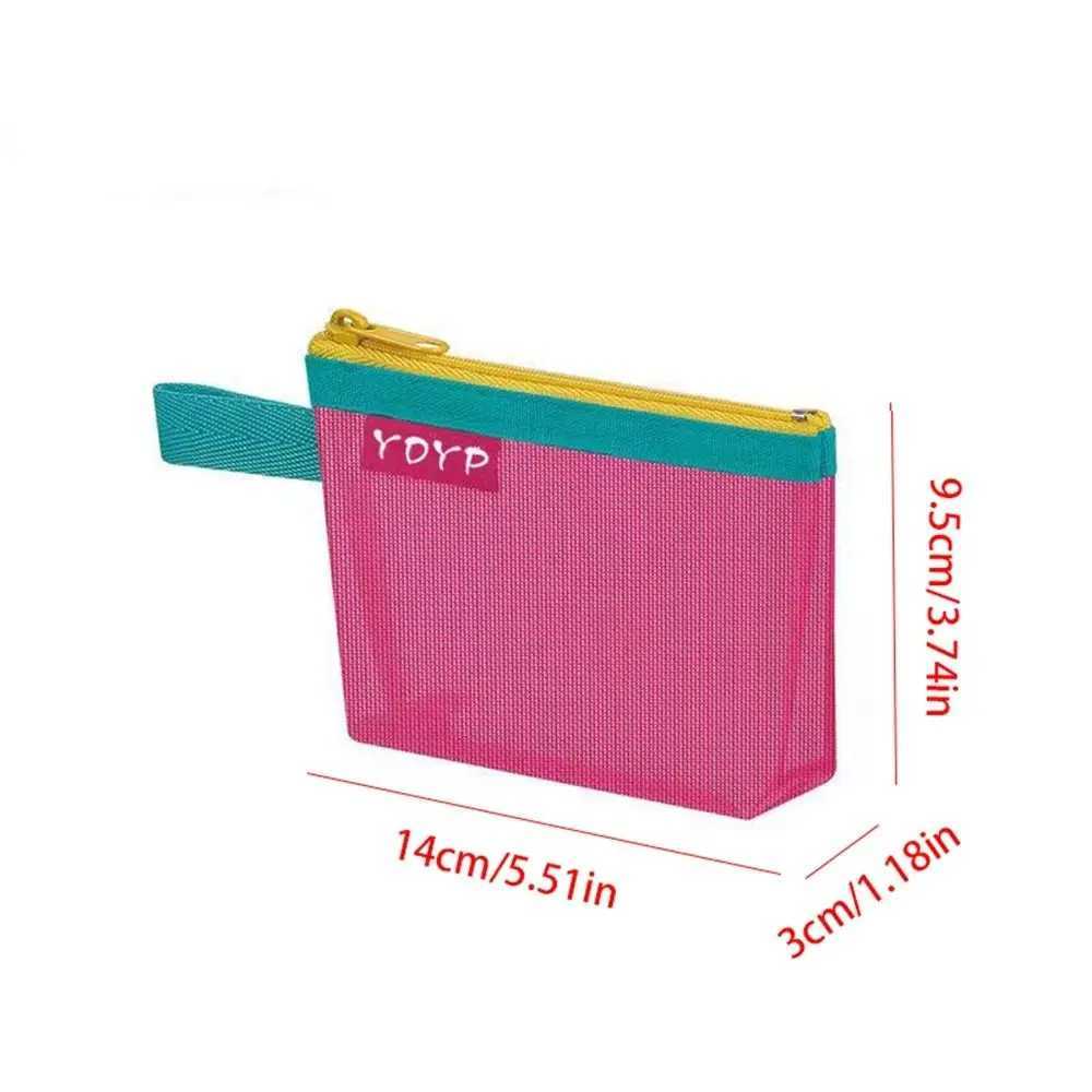 ID Holder Mesh Storage Bag Lipstick Bags Zipper Pouch Small Coin Purse Transparent File Bag Travel OrganizerXJ241111