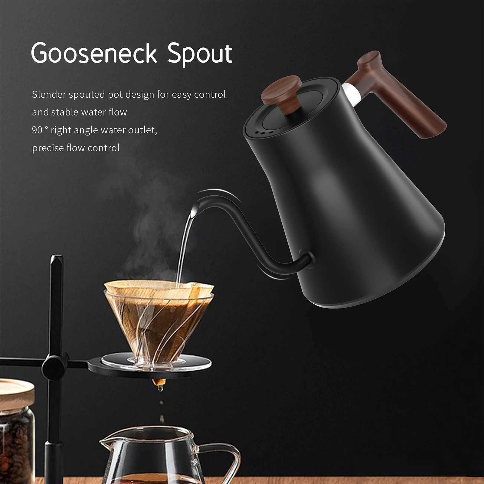 0.9L electric gooseneck kettle 1200W water boiler NTC temperature control LCD display screen automatically turns off poured onto the coffee teapot Y24