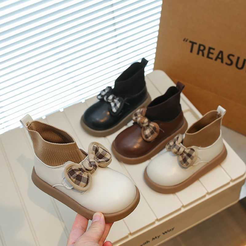 Childrens Short Boots Spring and Autumn New Girls Socks Boots New Simple Fashion Childrens Leather Boots PU Anti slip M241102