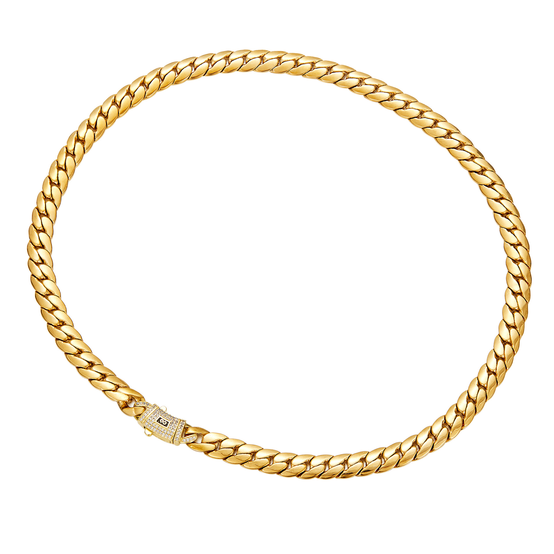 Solid Stainless Steel Miami Cuban Chain Necklace Bracelet Curve Clasp Jewelry