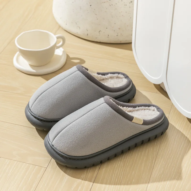 Woman Simple Cotton Thick Soles Anti Slip Plush Insulation Warm Soft Slippers Indoor Bedroom Use Non-Slip Shoe