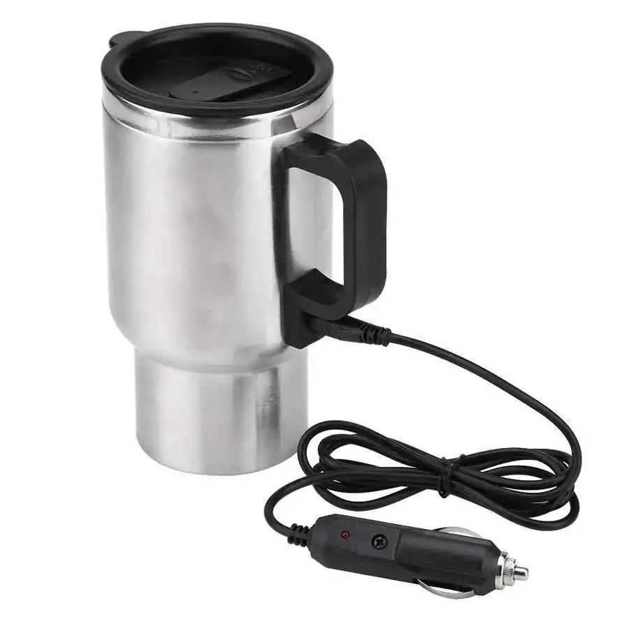 60W 12V 450ml electric kettle stainless steel car heating cup coffee tea car cup g travel water coffee milk hot g Y241102