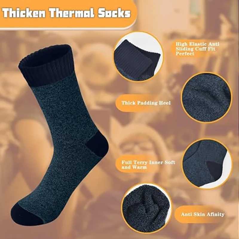 APILEN 5 Pairs Winter Men Business New Classical Thermal Warm Thickened Retro Snow Casual LX241102