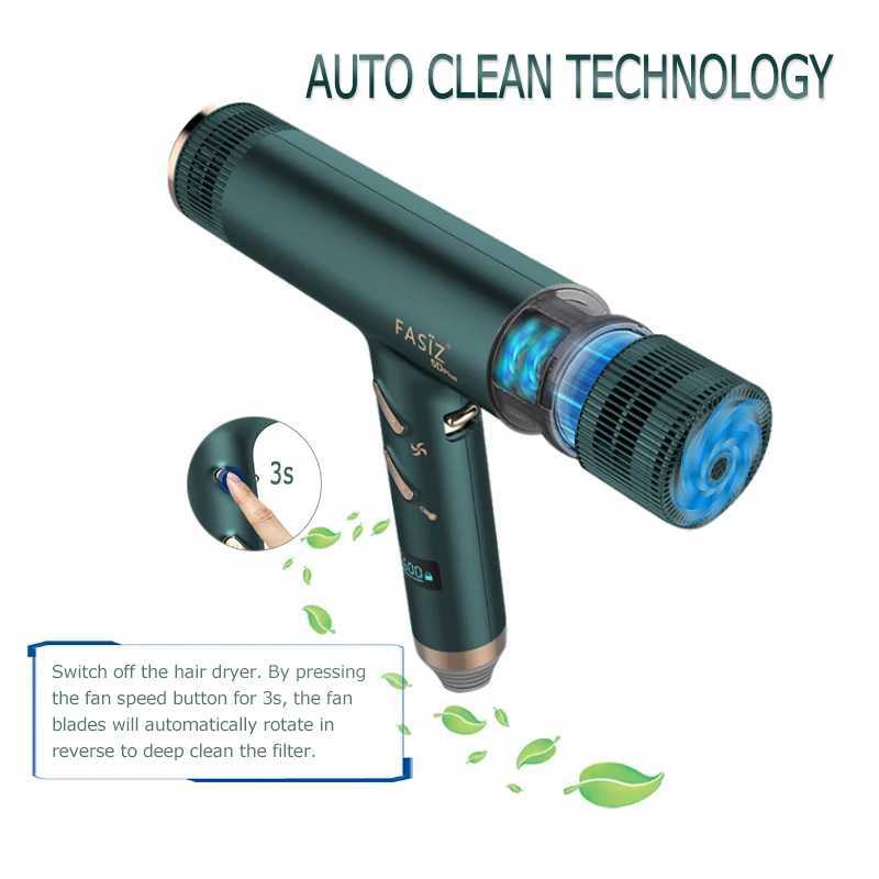 Hair Dryers High Speed Motor Hair Dryer 20.2/m/s Wind Speed 3 Gear Temperature Self-Clean Digital Screen Professional Household Hair Styling 240401