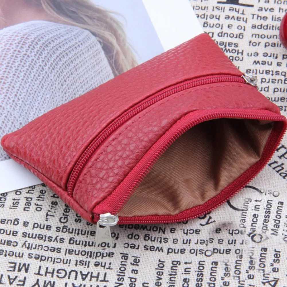 New PU Leather Coin Purse Female Wallets Women Zipper Coin Purses Children Storage Card Holder Bags Solid Color Mini PouchXJ241111