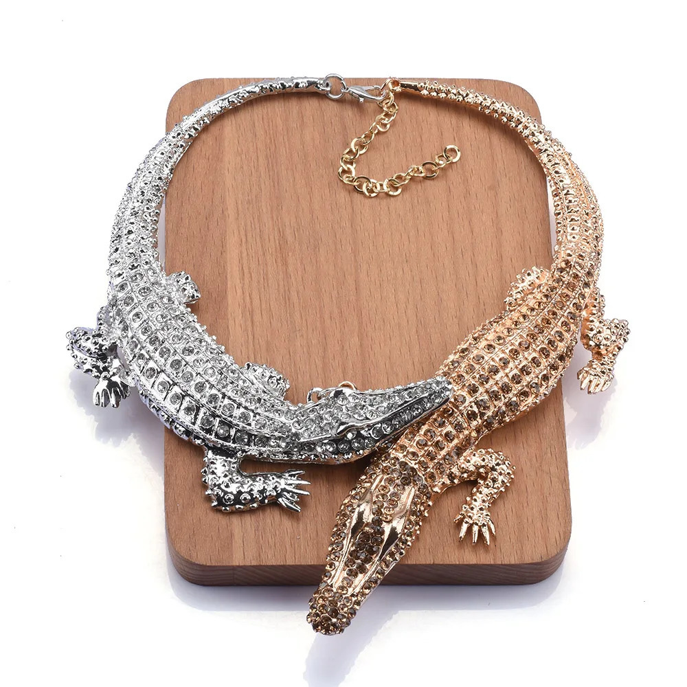 ZA Fashion Inlay Crystal Rhinestone Necklace Women Heavy Metal Punk Statement Large Choker Necklace Jewelry 240315