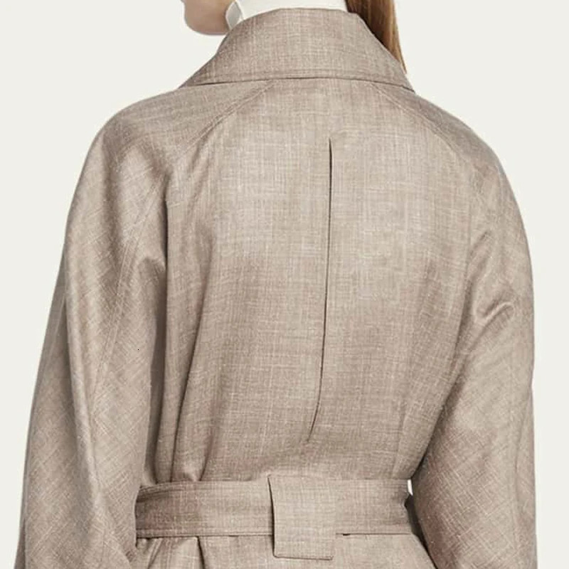 Elegant and loose knee length womens trench coat - Double breasted customized windproof spring and summer 241031