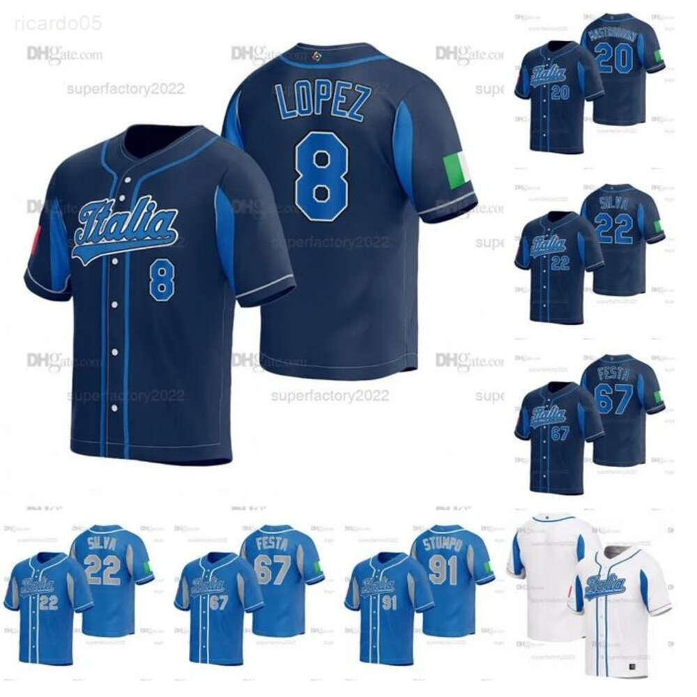 2023 World Baseball Italy Jersey 24 Brett Sullivan 53 Andre Pallante 67 Matt Festa 79 Sal Frelick 91 Mitchell Stumpo National Team