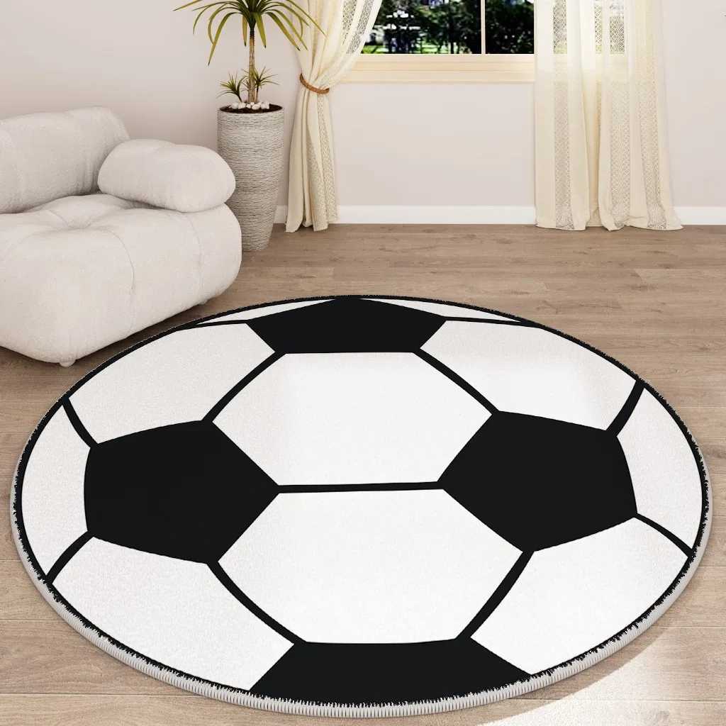 Soccer Rug Soft and Comfy Sports Themed Round Area Rugs Bedroom Living Room Carpet Soccer Themed Room for Kids BedroomXJ241101