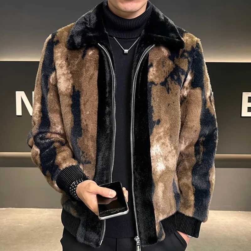 Winter Clothing Mens Faux Leather Jacket Men High Quality Gold Mink Fur Thick Woolen Fur Jacket Jaqueta De Couro MasculinaXJ241102