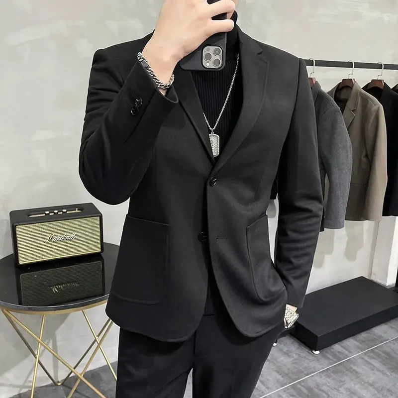 Jacket for Men Single Breasted Coats Business Slim Fit Man Suits and Blazers Thin Dress Jackets Elegant Korean Style Clothes 241024