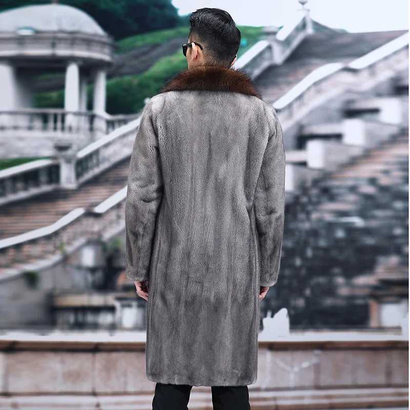 S-6XL Size Fashion Men Winter Jacket Gray Warm Imitation mink velvet Mens Coat Loose Outdoor Sport Casual Long ParkasXJ241102