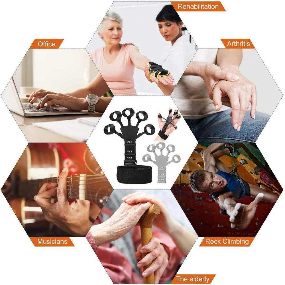 Finger Gripper Flex Gripster Guitar Hand Grip Exerciser Strengthener 2025 6 Resistant Levels Expander Rubber new Finger Trainer Elastic