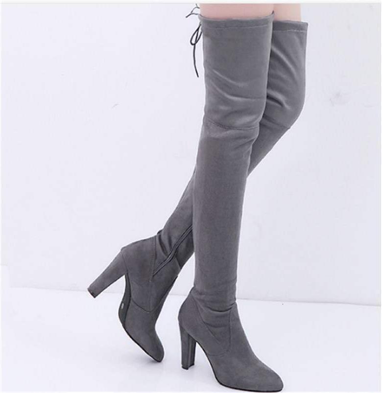 2021 Autumn/Winter New Large Over Knee High Heels Long Women's Shoes Elastic Suede Fashion Boots 43