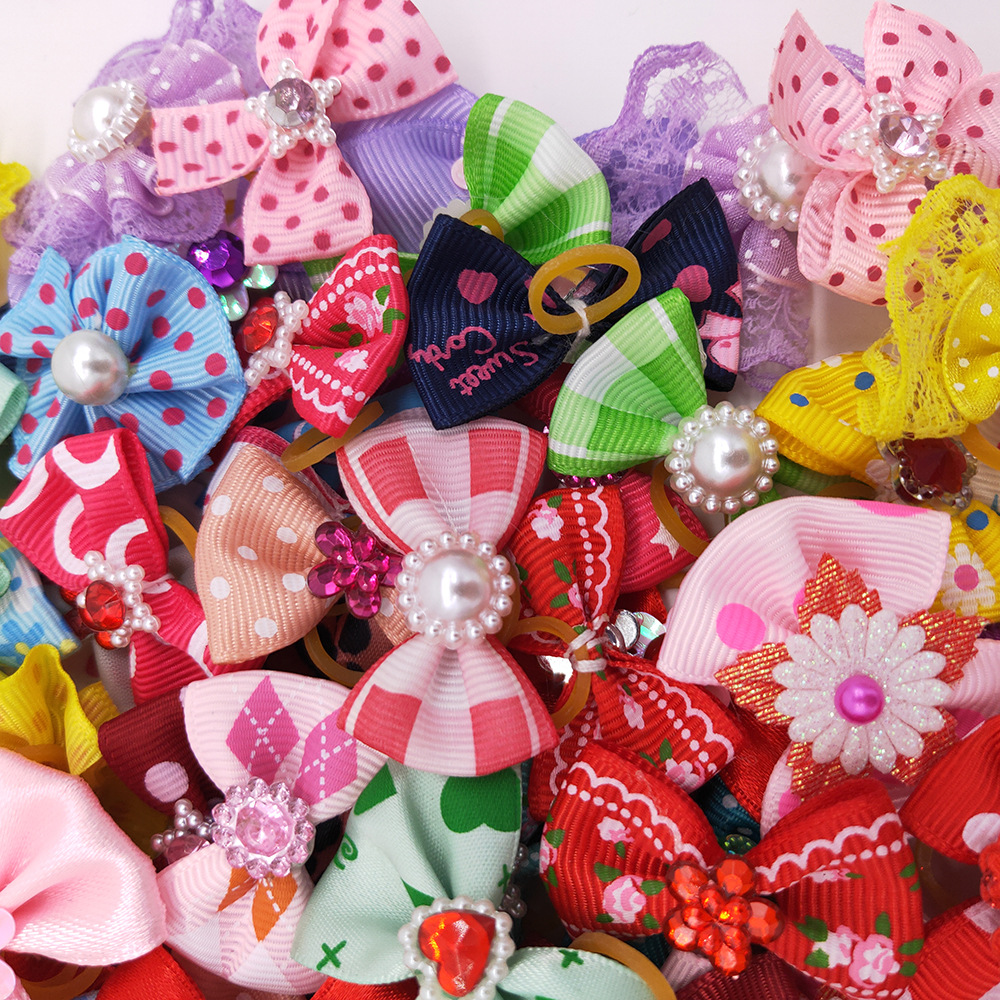 20 pieces/lot Cute Pet Dog Bows Ball Hair Accessories Grooming Puppy Hair Accessories With Rubber Bands Pet Headwear
