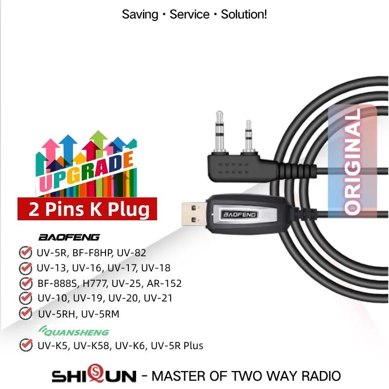 Programming Cable Baofeng UV-5R Ham Radio BF-F8HP UV-82 BF-888S UV-13 Pro USB Data 2025 new Cable Quansheng UV-K6 Walkie Talkie UV-K5 K58