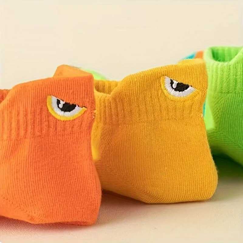 10 Pairs Fashion Mesh Summer Cute Cartoon Eyes Embroidered Sweat Absorbent Breathable Men Low Cut Ankle Knitted Boat LX241102