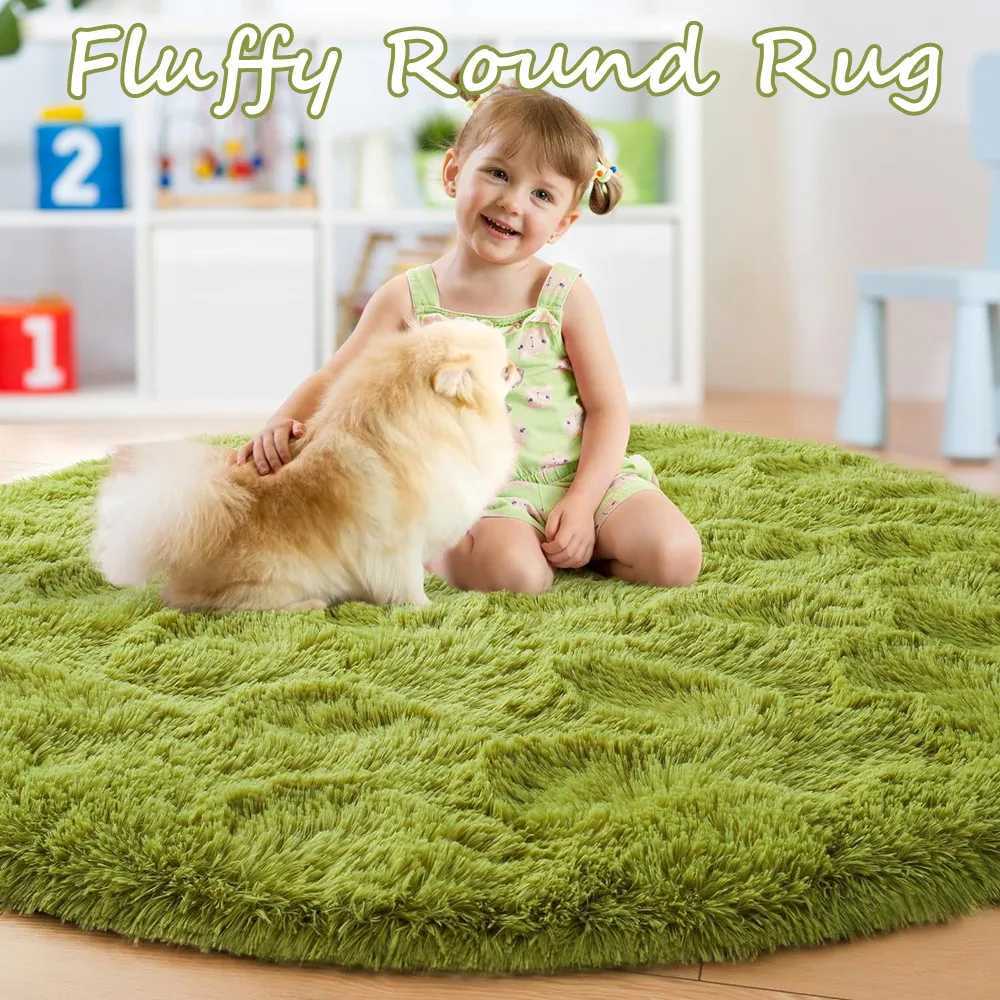 100/120CM Round Rug Small Fluffy Carpet for Bedroom Shaggy Circular Rug Cute Room Decoration for Bedroom Kids Room Nursery RoomXJ241101