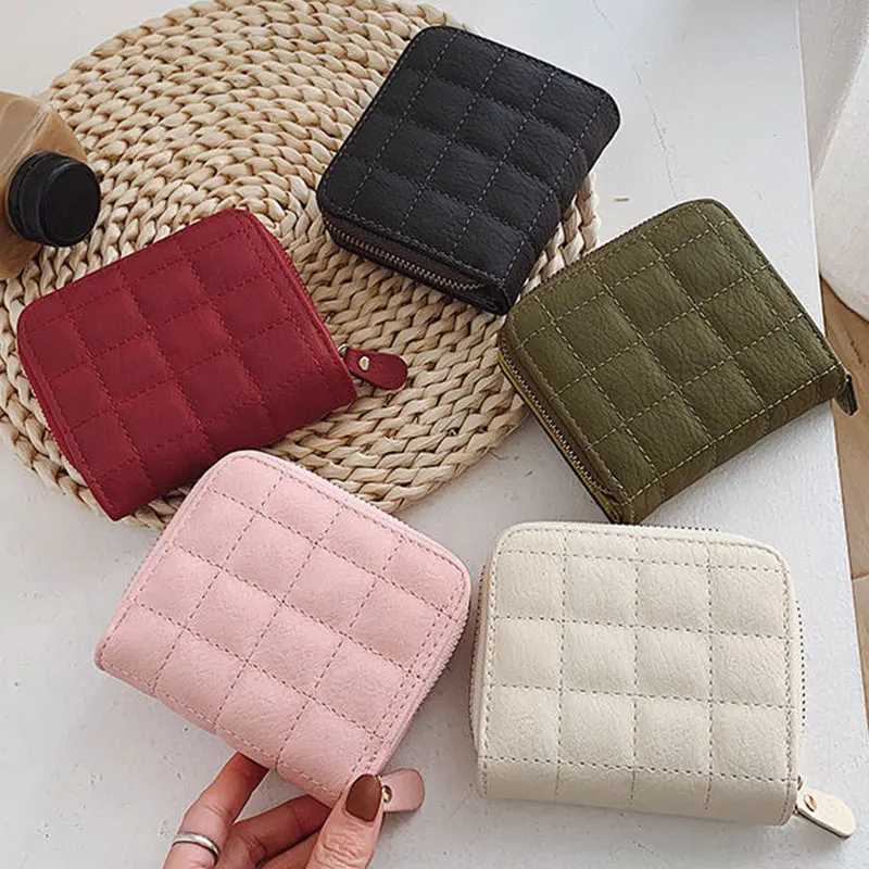 Women Fi Small Zipper Wallet with Coin Purse PU Leather Plaid Purses Ladies Cute Mini Korean Version Small Card Pack New InXJ250624