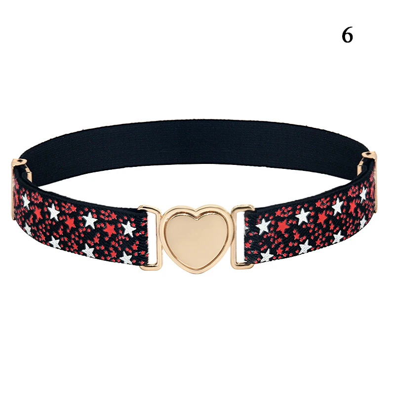 Wave Point Striped Waistband Kids 2025 Elastic new Belt Heart Shape Buckle Adjustable Stretch Waist Belt Star Pattern Children Belt DIY