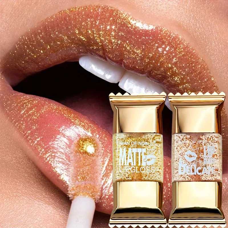 2 sets of creative candy gold lipstick micro gloss smooth lipstick gloss W241101