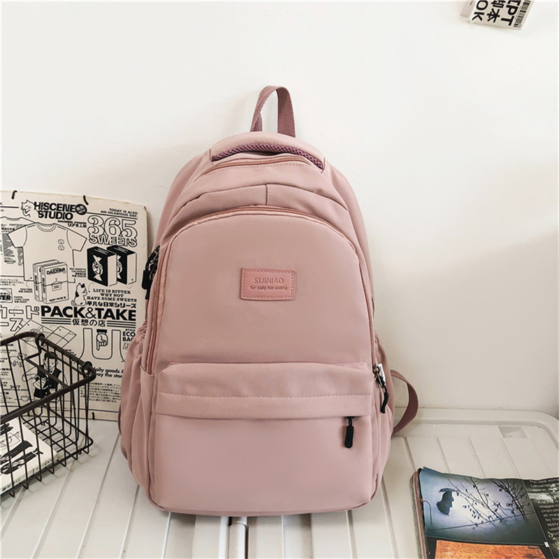 Women's Backpack Solid Color Female Multi-pocket Casual Woman Travel Bag Schoolbag for Teenage Girl Book Knapsack