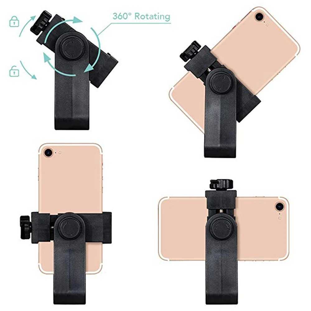 360 Degree Rotation Tripod Stand Black 1/4 threaded hole Mobile Universal Tripod Mount Cellphone Clip Holder for Cell SmartphoneLX241102