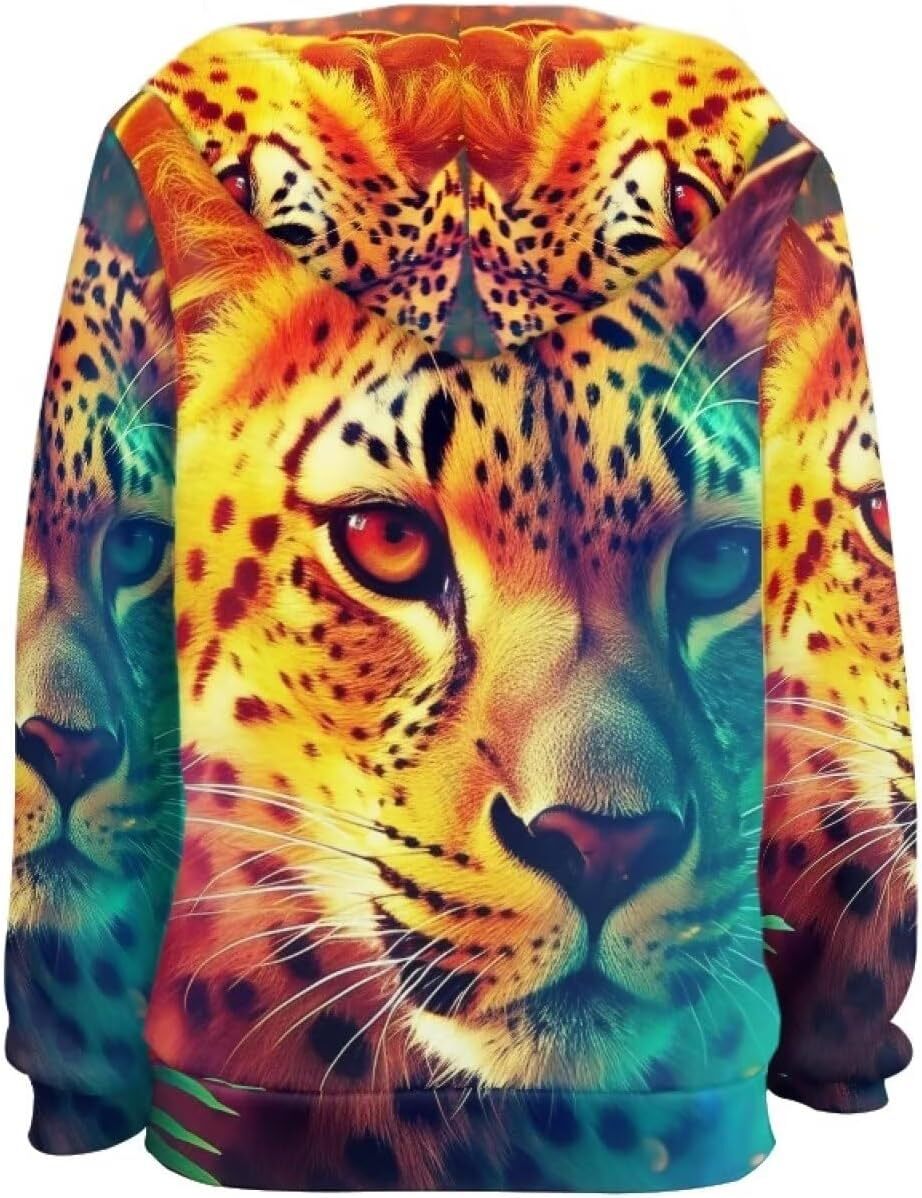 Hoodie for Mens Womens Boys And Girls Hoodie Animal Graphic Three-dimensional leopard Gift Novelty Hooded Graphic Hoodies sweatshirt Pullover Long Sle