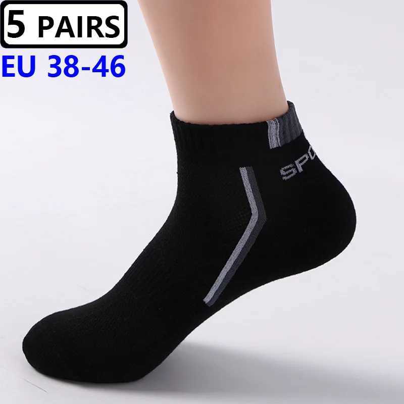 5 Pairs Men Ankle Large Big Size4546 Breathable Cotton Sports Plus Mesh Casual Athletic Summer Thin Cut Short Sock LX241102