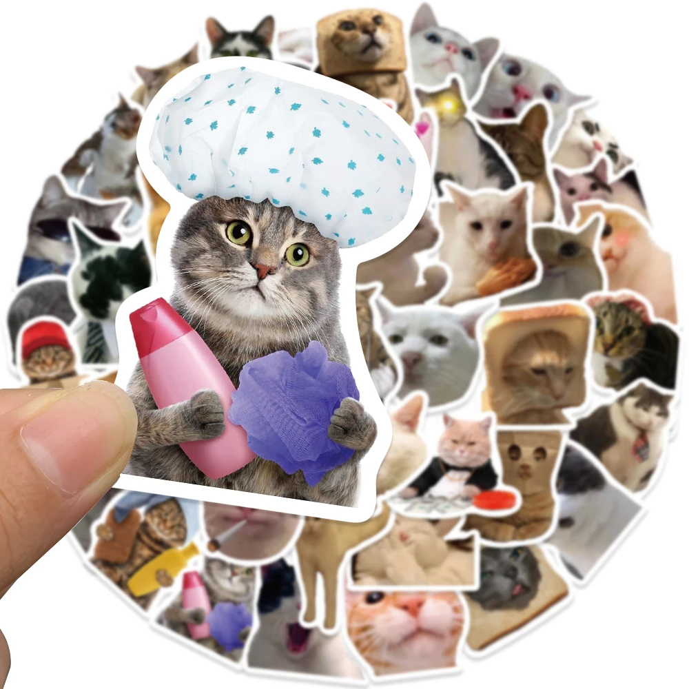 50PCS Cute Cat Stickers new Vinyl Waterproof Funny Cats Decals for 2025 Water Bottle Laptop Skateboard Scrapbook Lage Kids Toys