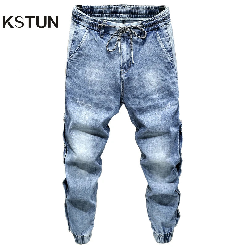 Oversize Jeans Men Harem Pants Wide Leg Loose Fit Tapered Jeans Male Joggers Hip Hop Streetwear Elastic Waist Trousers For Men 241024