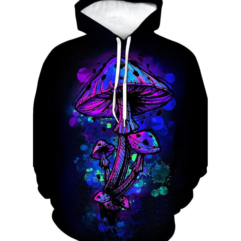 Hoodie for Mens Womens Mens Womens Novelty Hooded Sweatshirt Pullover HippieColorful poisonous mushrooms Graphic Hoodies sweatshirt Pullover Long Slee