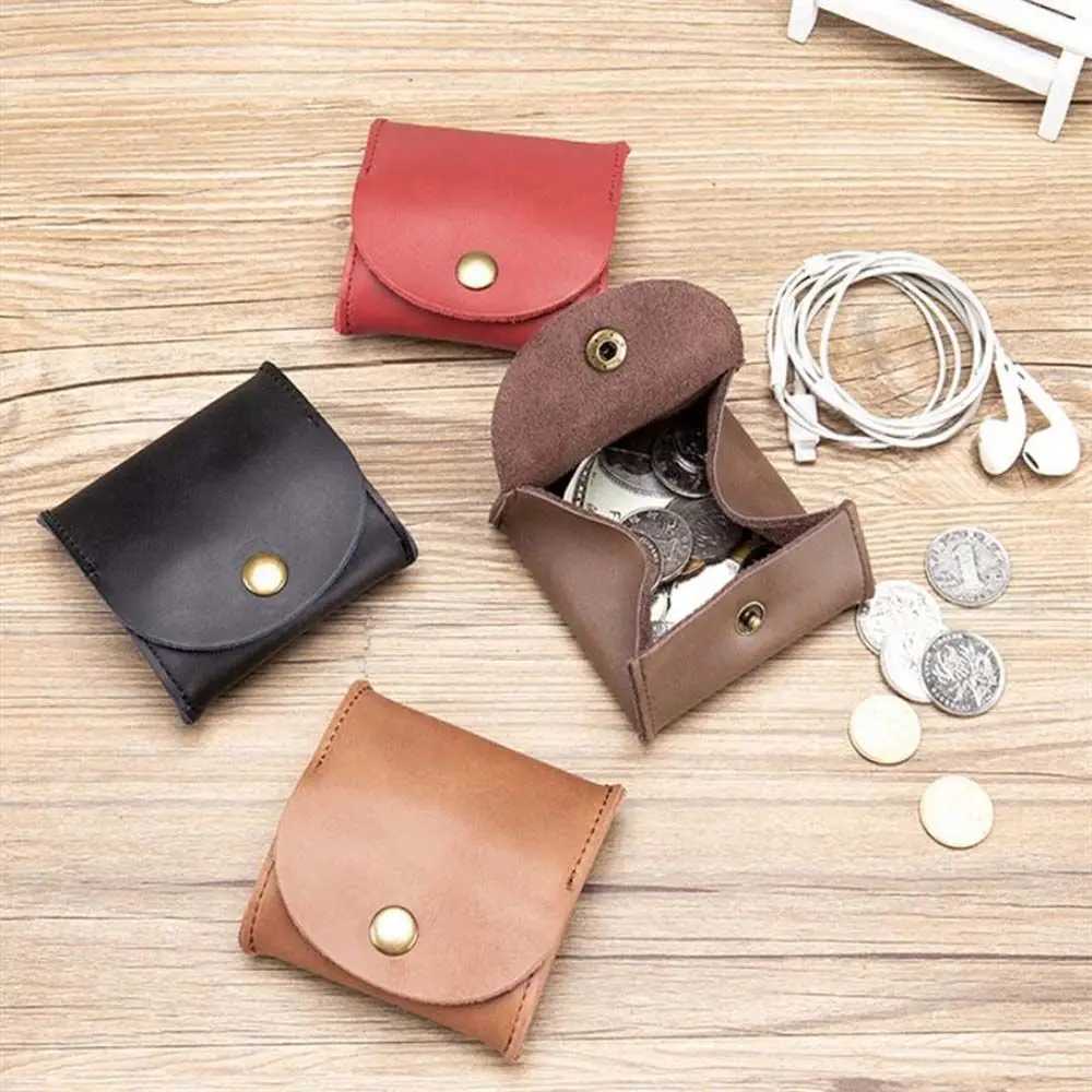 Portable Leather Coin Purse Vintage Design Individuati Earbuds Earphe Holder Pouch For Women Men mini WalletXJ241111