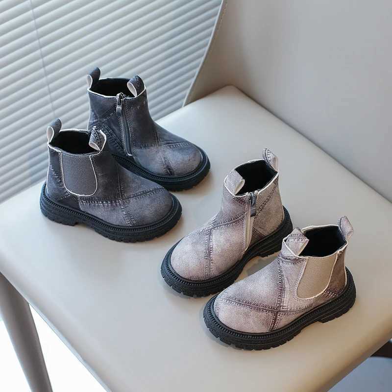 Little Boys Fashion Boys Boots Autumn New Boys and Girls Ankle Boots Zipper Preschool Children Chelsea Boots Anti slip M241102