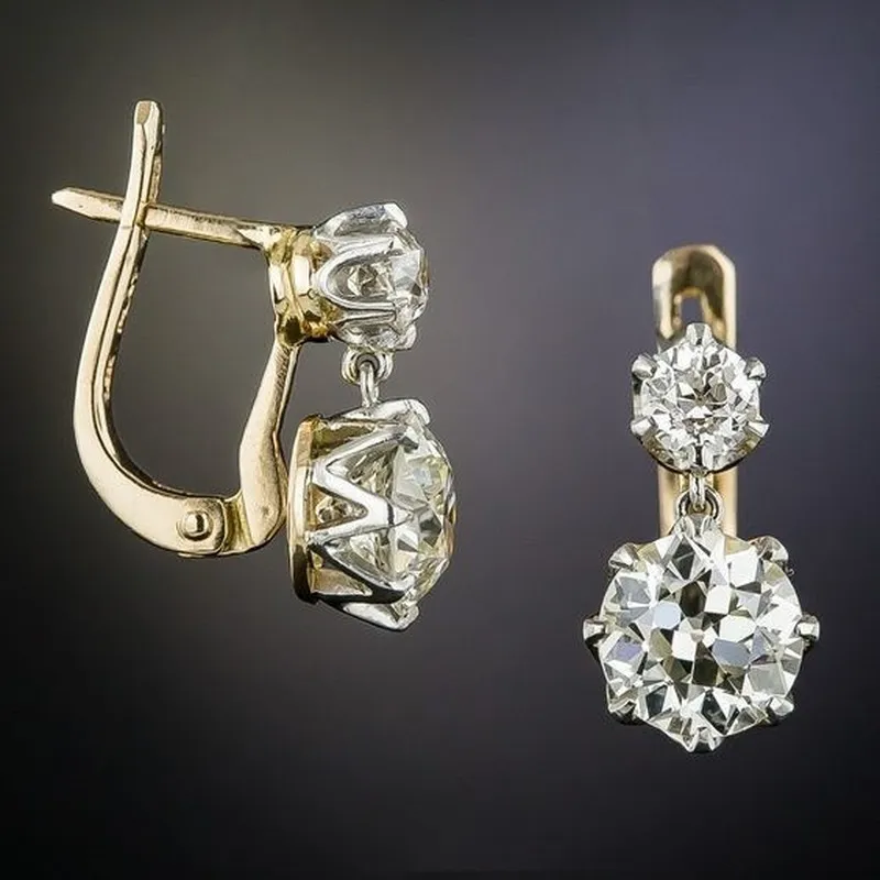 Unique White Crystal Earrings Gold new Color Dangle Hoop Earring 2025 Anniversary Gift Party Wedding Jewelry Ladies Accessories