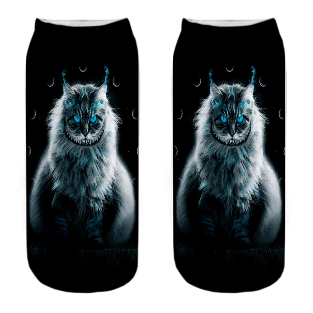 1 Pair New 3D Printed Funny Cool Ghost Cat Unisex Short Socks Creative Colorful Multiple Low Ankle Socks new 2025 Halloween Gift Socks
