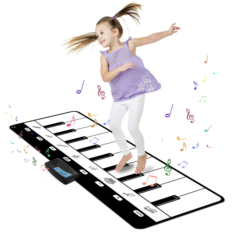 Piano Musical Mat Toys Keyboard with 8 Instruments Sounds Dance Touch Playmat Early Educational Toys Gifts for Girls Toddlers