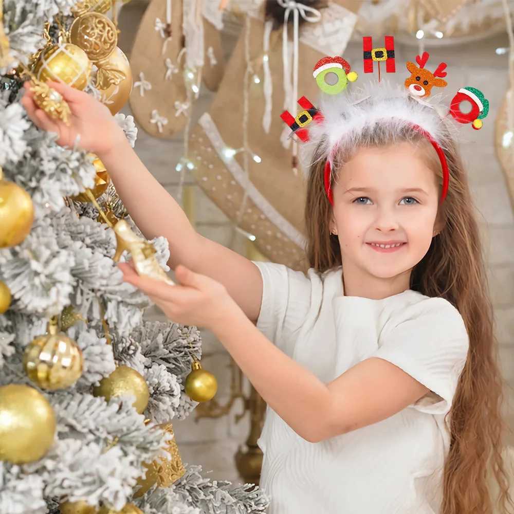 1 Christmas headband for children and adults red Santa Claus snowman ant headband decoration Christmas gift for girls W241021